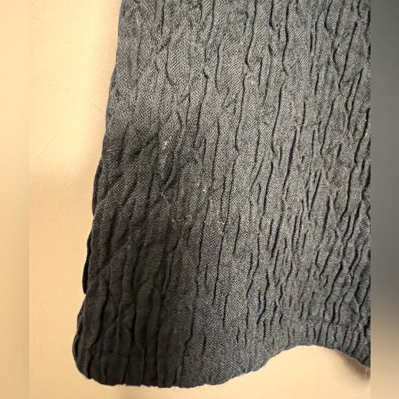 Eileen Fisher Stand Collar Zip Jacket Midnight Navy Crinkle Gauze Texture Sz M - Picture 7 of 7